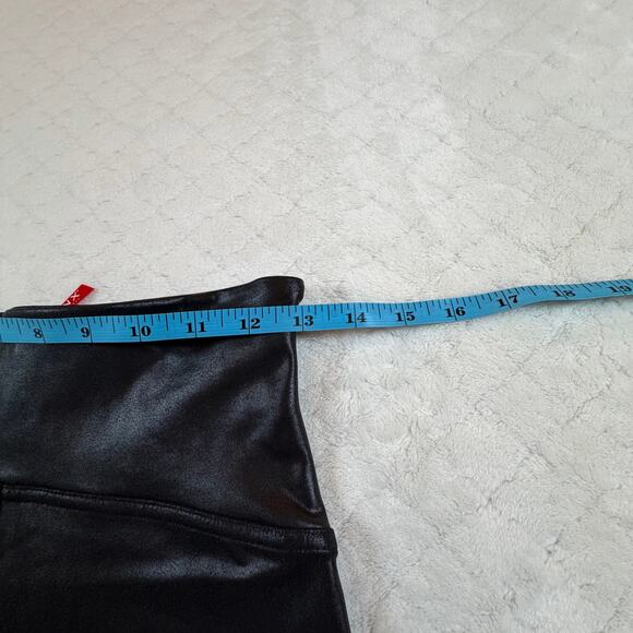 Spanx Faux Leather Leggings Power Waistband Shaping Compression Black Women Sz L - Picture 7 of 8